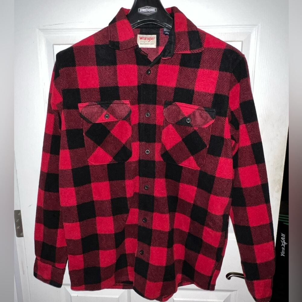 Wrangler Fleece Plaid jacket shirt button down size medium